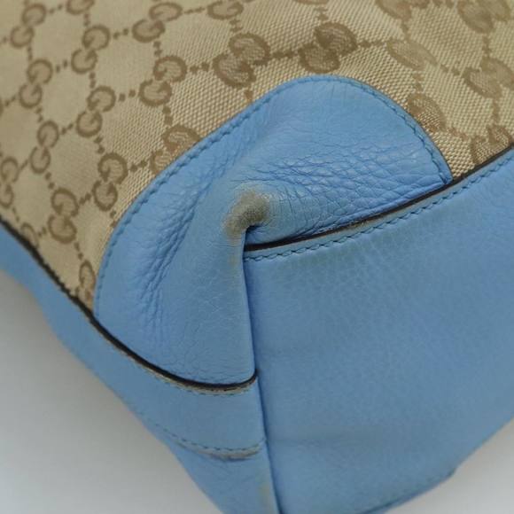 GUCCI GG Canvas Shoulder Bag 2way Navy Gold Light blue 326514 Auth 111050 - Picture 14 of 16
